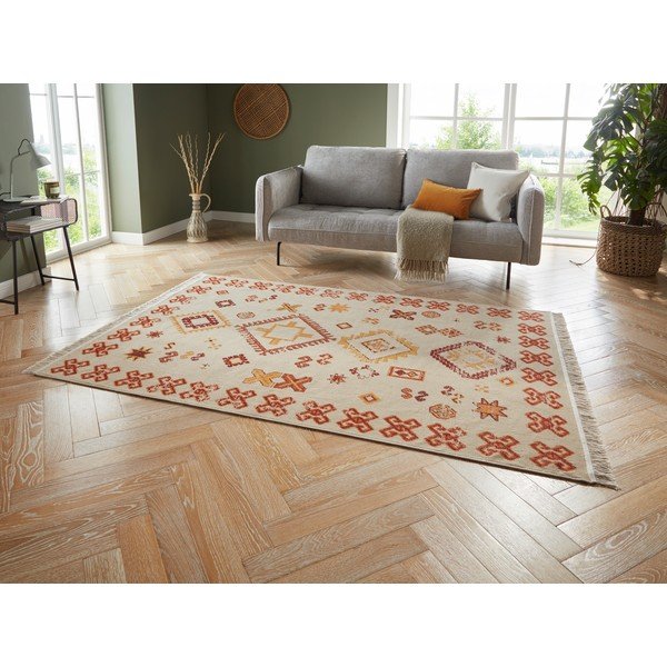Tappeto beige con cotone riciclato , 160 x 230 cm Sarobi - Nouristan-image-1