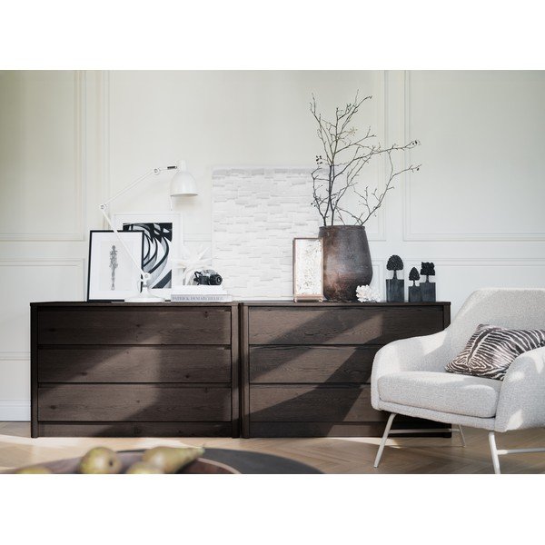 Credenza colore naturale scuro con effetto rovere 110x70x45 cm Melstone – Rowico-image-3