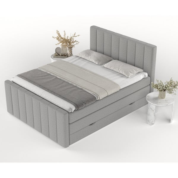 Letto boxspring grigio chiaro con contenitore 180x200 cm Ruby - Maison de Rêve-image-4