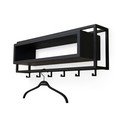 Attaccapanni da parete nero in rovere massiccio con scaffale 78 cm School – Spinder Design