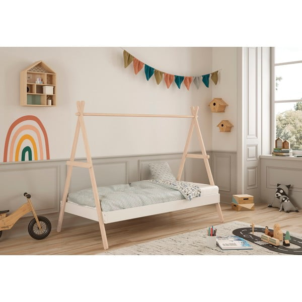 Letto per bambini in legno di pino bianco/naturale 90x200 cm Trufa - Marckeric-image-1