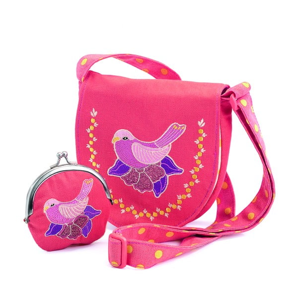 Set di borsetta e portafoglio rosa per bambini Dove - Djeco