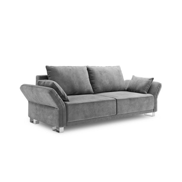 Divano letto a tre posti grigio con rivestimento in velluto Pyxis - Windsor & Co Sofas-image-2