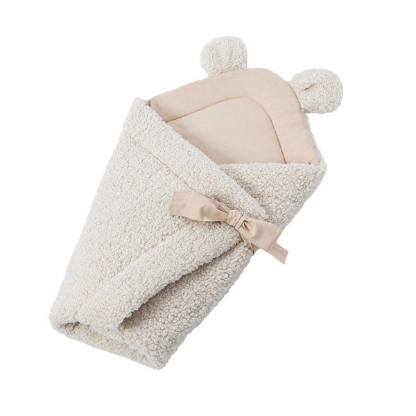 Copertina per neonati color crema in sherpa 35x65 cm – Meowbaby-image-2