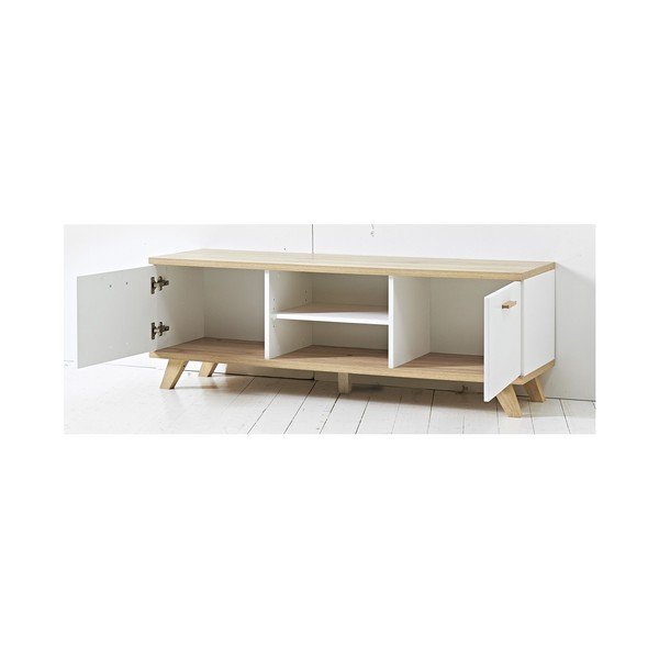 Tavolo TV bianco in rovere 144x50 cm Oslo - Germania-image-1