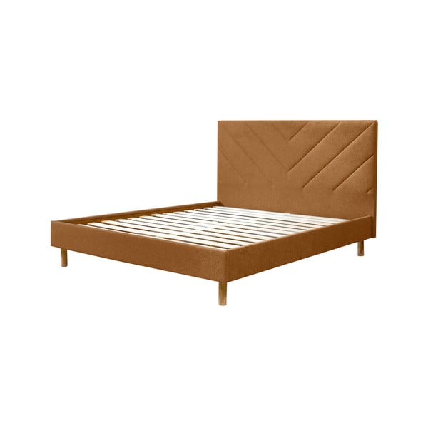 Letto matrimoniale arancione imbottito con rete inclusa 180x200 cm Romane – Bobochic Paris