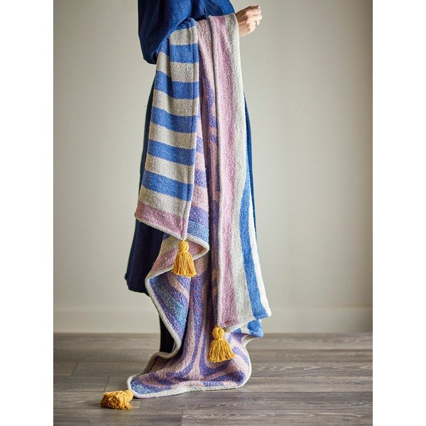 Coperta blu in misto cotone 130x160 cm Arlie – Bloomingville-image-2