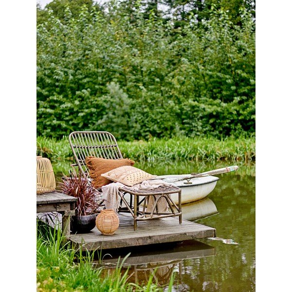 Sdraio da giardino pieghevole in rattan marrone scuro Dione - Bloomingville-image-1