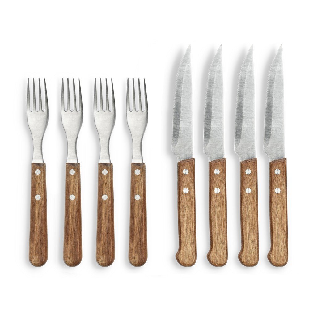 Set di coltelli da carne argentati/di colore naturale in acciaio inox 8 pz – Holm | Posate