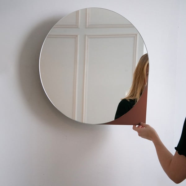 Mobile per bagno color terracotta in metallo da appendere/con specchio 55x55 cm Sonnet – Spinder Design-image-2