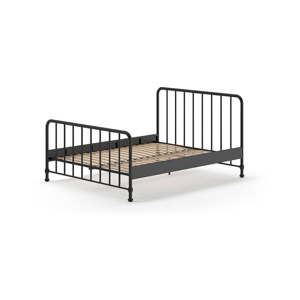 Letto singolo nero in metallo con rete 160x200 cm BRONXX - Vipack-image-2