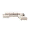 Divano a U angolare in velluto a coste color crema, angolo destro Nihad modular - Bobochic Paris