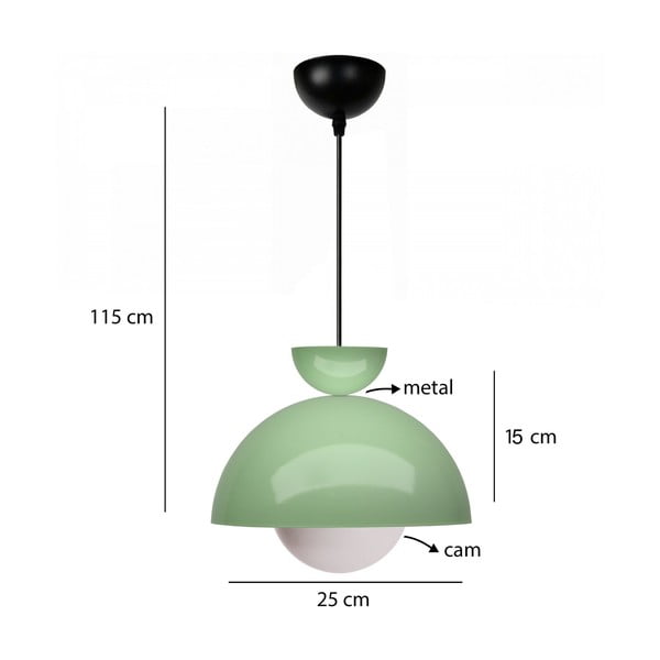 Lampadario verde con paralume in metallo ø 25 cm Arta – Opviq lights-image-2