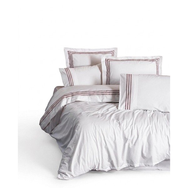 Set copripiumino e federa bianco in cotone renforcé per letto singolo 140x200 cm Red Heritage Lines – Mila Home Luxury