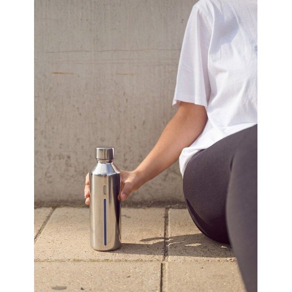 Bottiglia per gasatore d'acqua argentata in acciaio inox Brus – Stelton-image-1