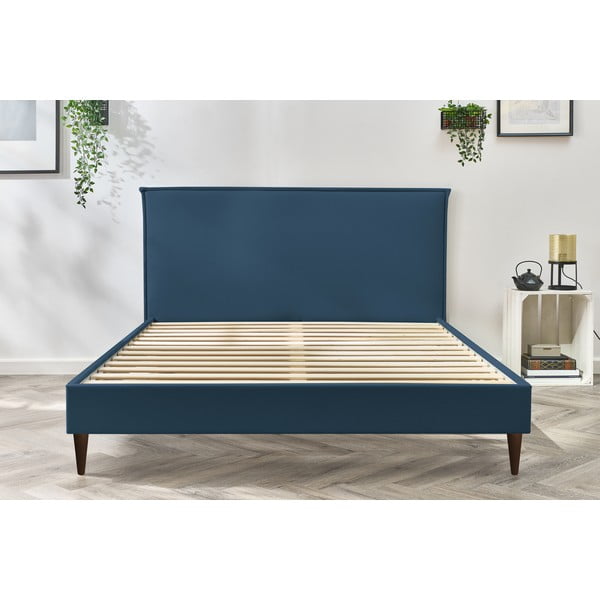 Letto matrimoniale imbottito blu con griglia 160x200 cm Sary - Bobochic Paris-image-1