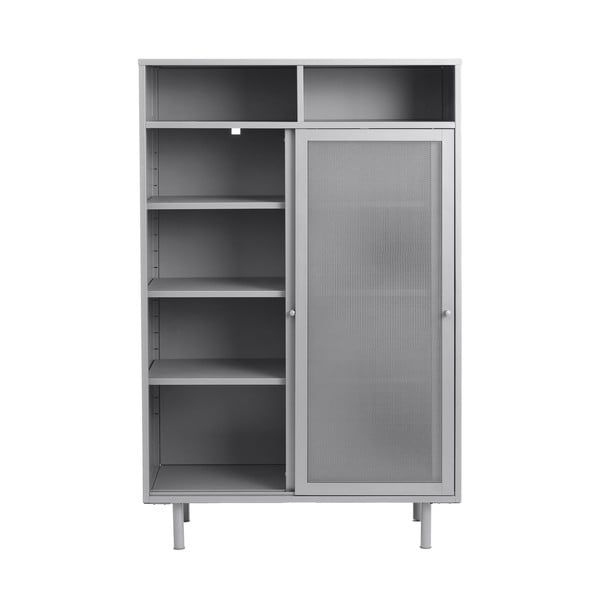 Armadietto grigio in metallo con ante scorrevoli 90x140x40 cm Veep – Unique Furniture-image-4