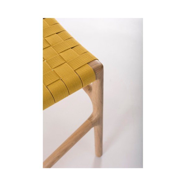 Sedia da pranzo in legno massiccio di quercia con seduta gialla Fawn - Gazzda-image-2