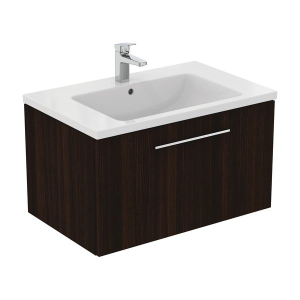 Mobile per lavabo marrone scuro in rovere naturale a sospensione 80x44 cm i.Life B - Ideal Standard-image-4