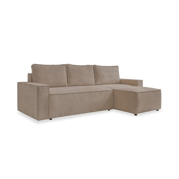 Divano letto angolare in velluto a coste beige Brave Dave - Miuform