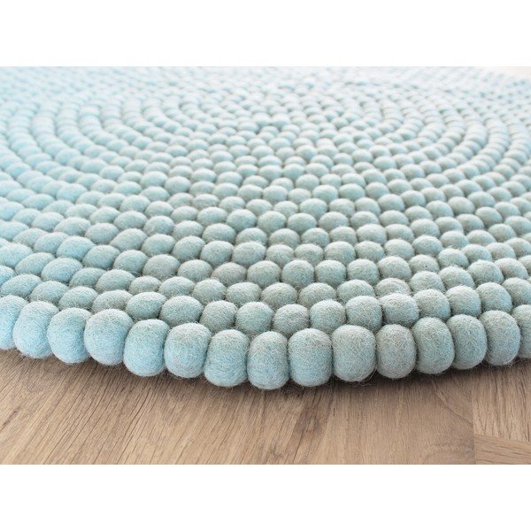 Tappeto in lana blu pastello, ⌀ 140 cm Ball Rugs - Wooldot