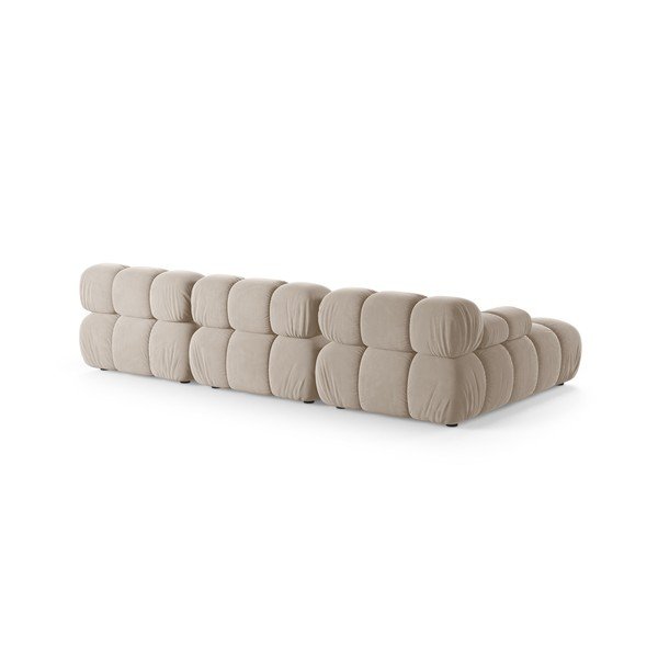 Divano angolare componibile color crema (con penisola a sinistra/con chaise lounge) con rivestimento in velluto – Micadoni -image-3