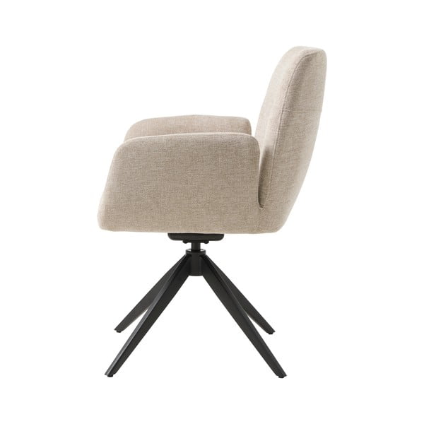 Sedia da pranzo color crema in imbottito con braccioli Roxana – Unique Furniture-image-4