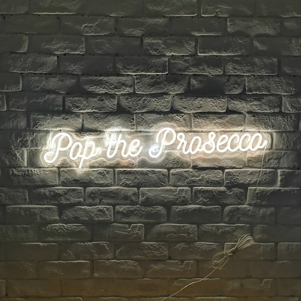 Lampada da parete bianca Prosecco, 80 x 15 cm Pop the Prosecco - Candy Shock