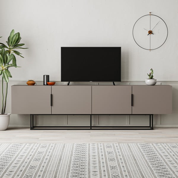 Tavolo TV grigio-beige 200x55 cm Titan - Marckeric-image-1