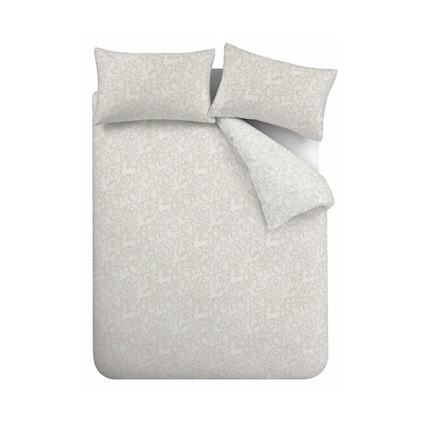 Set copripiumino e federa greige in cotone per letto matrimoniale 200x200 cm Woodland – Bianca