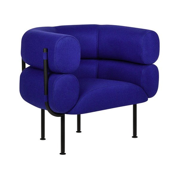 Poltrona blu con rivestimento in lana Ubi – noo.ma