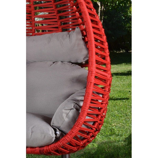 Sedia da giardino sospesa rosso-grigio Findik - Floriane Garden-image-1