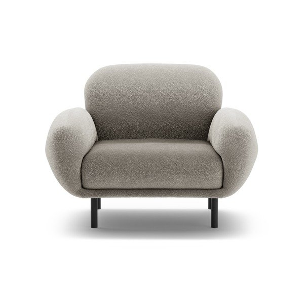 Poltrona grigia con rivestimento in bouclé Poppy – Micadoni -image-1