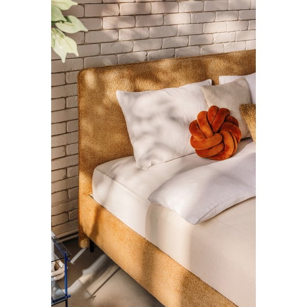 Letto matrimoniale imbottito color senape con rete inclusa 180x200 cm Noira Slim – Bonami Selection-image-3