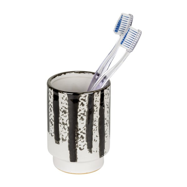 Portaspazzolino bianco e nero in ceramica Subiza – Wenko-image-1