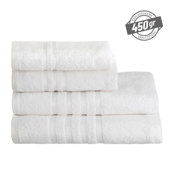 Asciugamano tipo terry bianco in cotone 30x50 cm Simple – Casa Selección-image-4