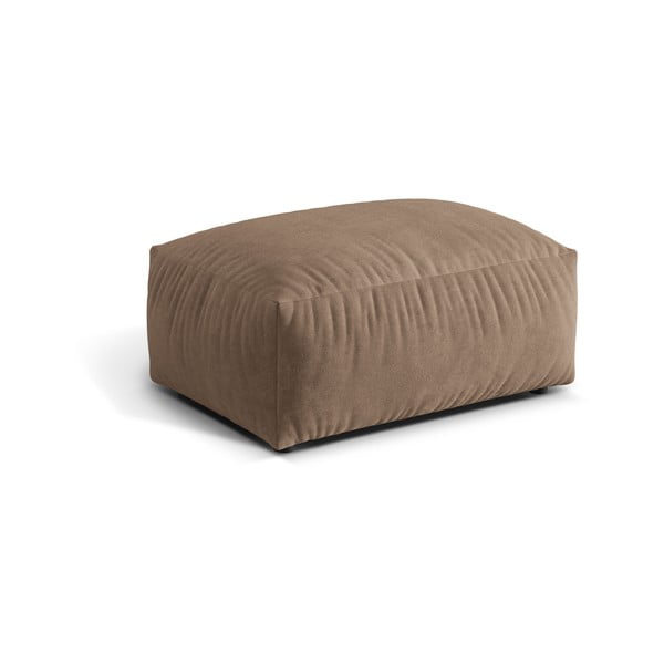 Poggiapiedi componibile marrone chiaro con rivestimento in velluto Martina – Micadoni -image-1