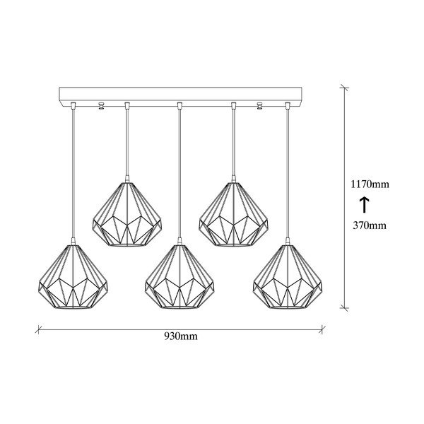 Lampadario nero con paralume in metallo Diamond – Opviq lights-image-4