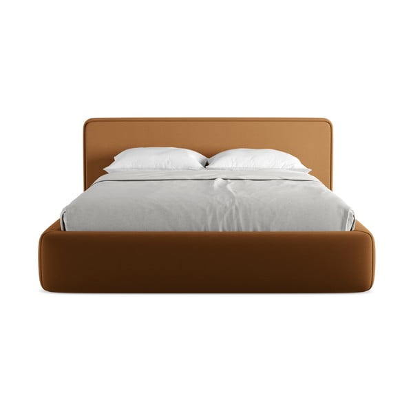 Letto matrimoniale imbottito in terracotta con vano contenitore con griglia da 160x200 cm Kiana - Makamii-image-4