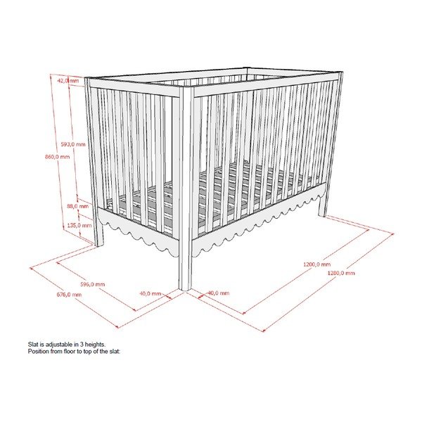 Lettino beige in pino massiccio con altezza regolabile 60x120 cm Swingo – Vipack-image-3