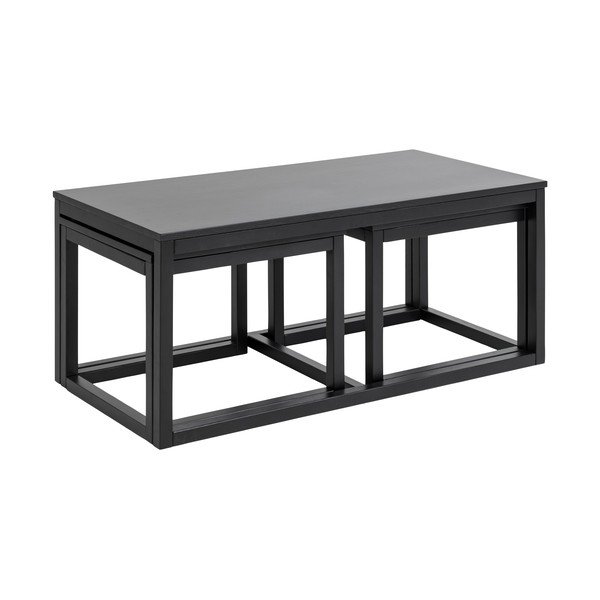 Set di tavolini da salotto neri con piano effetto rovere 3 pz 60x120 cm Cornus - Actona-image-4