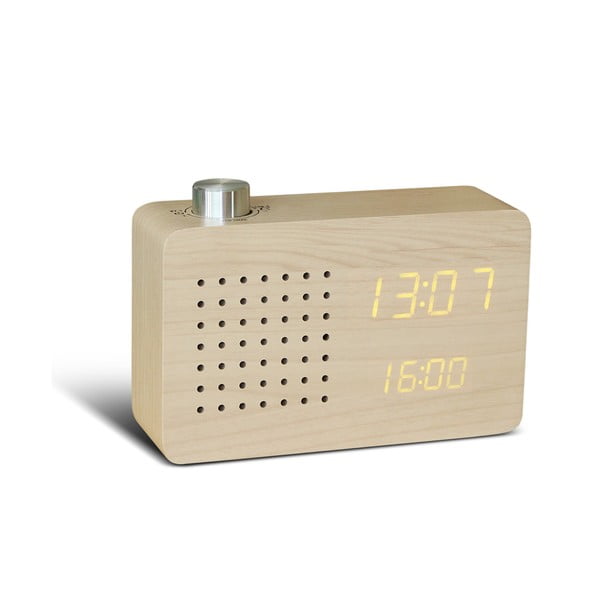 Sveglia beige con display a LED giallo e Radio Click Clock - Gingko