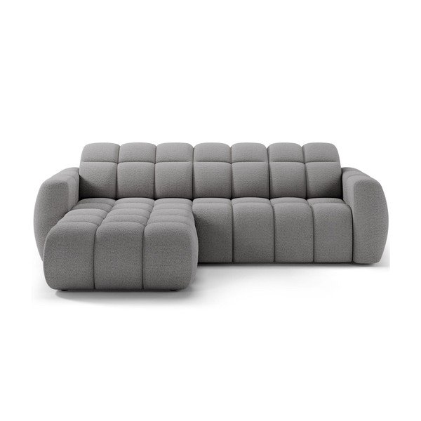 Divano angolare grigio (con penisola a sinistra/con chaise lounge) con rivestimento in bouclé Fanito – ELTAP