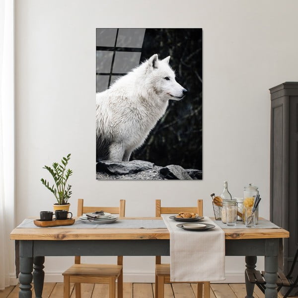 Pittura su vetro 70x100 cm White Wolf - Wallity-image-2