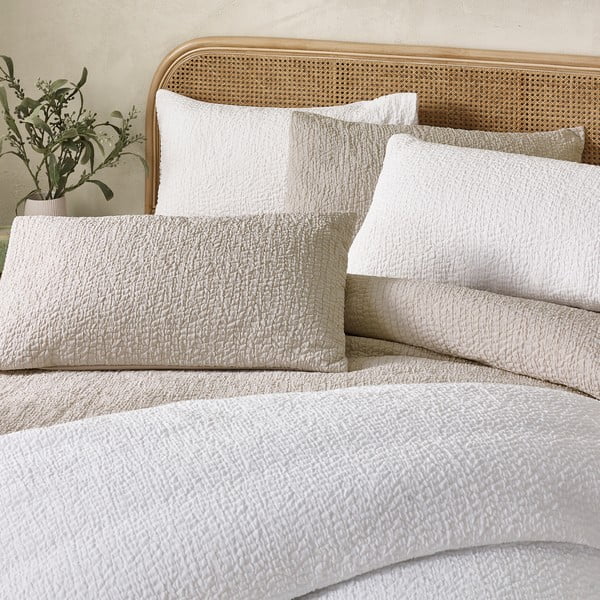 Set copripiumino e federa bianco in crêpe per letto singolo 135x200 cm Crinkle Seersucker – Catherine Lansfield-image-4