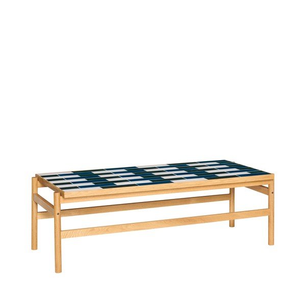 Tavolino da salotto bianco e nero/di colore naturale con effetto rovere 61x132 cm Motif – Hübsch