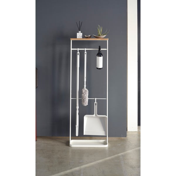 Portaombrelli bianco con ripiano in legno Yamazaki Tower - YAMAZAKI-image-1