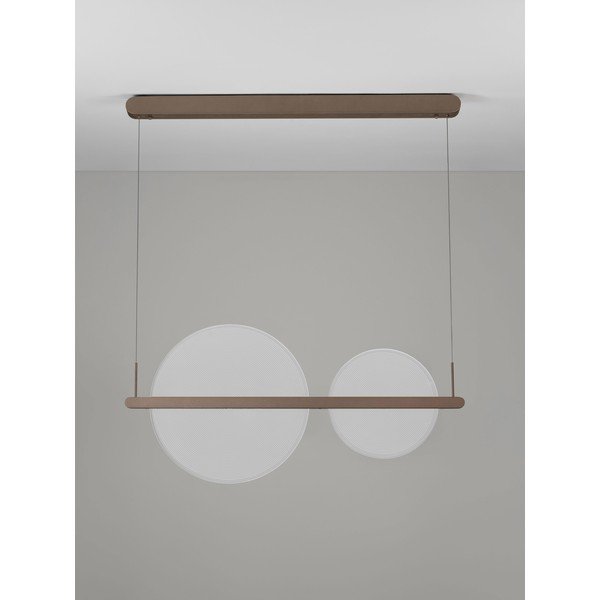 Lampadario LED marrone in alluminio con paralume in vetro acrilico con intensità regolabile Noah – Nova Luce-image-3