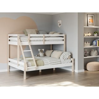 Letto a castello bianco in legno di pino 90x190/140x190 cm Livia - Marckeric