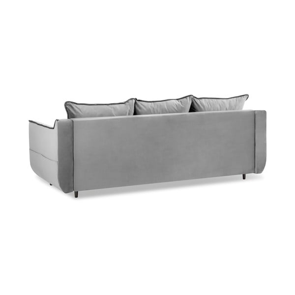 Divano letto in velluto grigio chiaro Basso - Kooko Home-image-3